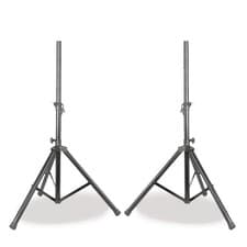 Image of Vonyx Black Adjustable Speaker Stands - Robust PA Monitor Pole Mounts