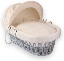 Image of Clair de Lune Dimple Wicker Moses Basket with Bedding Baby Bassinet 68 x 30 cm