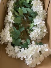 Image of 6x Hydrangea Bushes Artificial Silk Flowers Garden Plant White Hortensia Posy