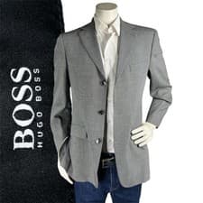 Image of Hugo Boss Scorsese Men 38R Blazer Textured Salt/Pepper Wool Blend Sportcoat USA