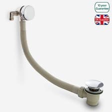 Image of BATHROOM CHROME EASYCLEAN OVERFLOW BATH FILLER & CLICK PUSH BUTTON WASTE