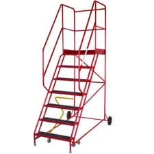 Image of 7 Tread HEAVY DUTY Mobile Warehouse Stairs Anti Slip Steps 2.58m Safety Ladder