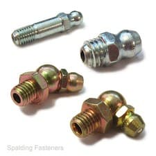 Image of UNF 1/4" Zinc Plated Steel Grease Nipples - Straight, 45 & 90 Degrees