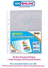 Image of Tiger A5 Punched Pockets-Durable Poly Wallets for Ringbinders, Transparent Clear