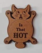 Image of "Funny Cat Coaster Set - Cat-Shaped Coasters, Set of 4 with tidy holder