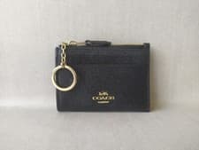 Image of Coach Mini Skinny ID zip Card Case in cross grain Leather FREE Shipping T / 9172