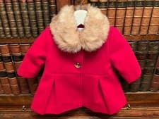 Image of Baby Girls' Red Winter Coat with Fur Collar - Up to 3 Months - New