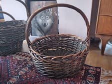 Image of Wicker hamper / gift / log basket - long handle, 55 x 55 cm