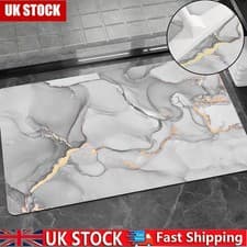 Image of Marble Bath Mat Non Slip Shower Anti-Slip Cushioned Highly Absorbent Home Pad UK