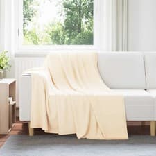 Image of WALPLUS Throw Blanket Cream 200 x 150 cm Fleece Soft Sofa Bed Blanket