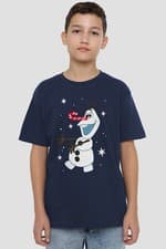 Image of Frozen Olaf Candy Cane Christmas Kids T-Shirt Navy