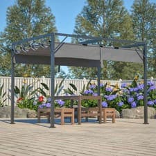 Image of Pergola Steel Frame 3x2M PE Canopy Adjust Shade Pergola Shelter Backyard Grey