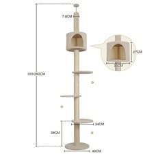 Image of Floor to Ceiling Cat Tree Tower Climbing Activity Center Scratching Post Condo