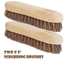 Image of 2 X SCRUBBING BRUSH 200MM 8" BASSINE CANE CLEANING CONTRACTORS HAND TOOLS P115
