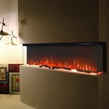 Image of 3 Sided Electric Fireplace Panoramic Fire 60 inch Standing Insert LED Flames