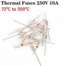 Image of Thermal Fuses 250V 10A Aluminium Cut Off TF 72ºC to 300ºC 5/15/50/500PCS