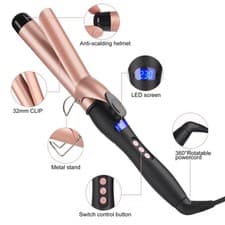Image of 32mm Curling Wand with Clip Large Curling Tongs Barrel Curling Iron Adjust Temp