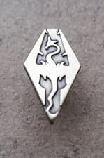 Image of The Elder Scrolls V Skyrim Metal Pin Badge Brooch Fantasy Video Game Dragon Skin
