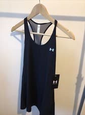 Image of UNDER ARMOUR RACER TANK TOP BLACK SMALL 12 Med ladies new £19