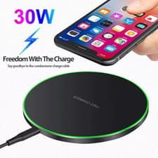 Image of 30W Super Fast Wireless Charger Stand Charging For All Samsung iPhone Phones UK