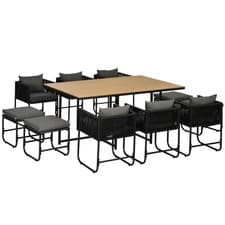 Image of Outsunny Rattan Dining Set, Garden Table & Chair Sets w/ Space-saving Design