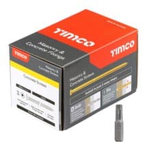 Image of Concrete Screws Box of 100 - Flat Countersunk Zinc Yellow Screws- Choose Size