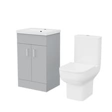 Image of 500mm Matte Grey Basin Vanity & Square White Close Coupled Toilet