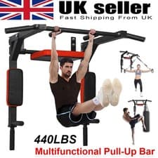 Image of Pull Up Bar Wall Mounted Chin Up H-Duty Power Tower Dip Station Multifunctional