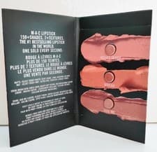 Image of MAC Lipstick Sample Card, 3 shades tester, Shades: Velvet Teddy, Mocha, Hug me,