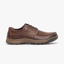 Image of Hush Puppies Tucker Mens Leather Lace-Up Breathable Brown Casual Shoes