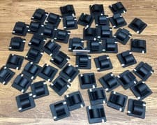 Image of 50x BLACK SELF ADHESIVE NYLON CABLE CLIPS SIZE MEDIUM 25mm x 25mm FOR 10mm CABLE