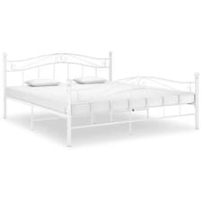 Image of WALPLUS Bed Frame without Mattress White Metal 160x200 cm King Bed Frame