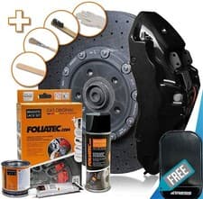 Image of Brake Caliper Foliatec FT2164 Black High Temp Engine Paint Lacquer Kit Set. +M