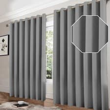Image of New Thick 100% Blackout Ready Made Eyelet Ring Top Curtain Pair Energy Saving