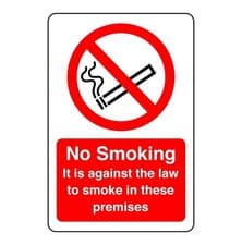Image of No smoking it is against the law to smoke in these premises sign - PVC, Sticker