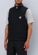 Image of Carhartt Sherpa Lined Duck Vest Mens Medium Black Workwear Zip Gilet New