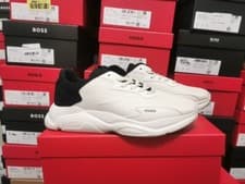 Image of Hugo Boss Leon Runn Mens Trainers Light Grey Brand New Boxed Sneakers  size 10
