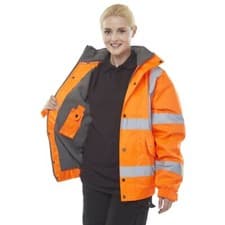 Image of B Seen High Visibility Reflective Weatherproof Fleece Lined Bomber Jacket S-6XL