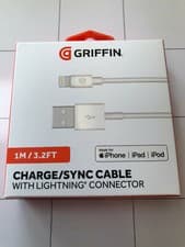 Image of Griffin MFI Approved 1M (3.2FT) for iPhone Cable in White - NEW - UK