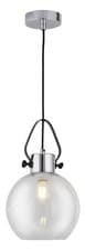 Image of Lighting Collection Glass Chrome Pendant Ceiling Lights E27 GLS LED 700336