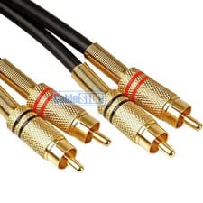 Image of 3M HQ PRO SUBWOOFER Cable Twin 2 x RCA Phono PLUG Audio Speaker Bass Lead GOLD