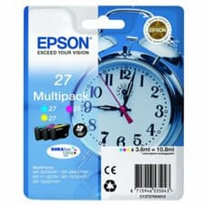 Image of Genuine Epson 27 Alarm Clock Ink Cartridges Series 3 Colour Boxed Pack T270540