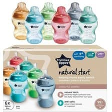 Image of Tommee Tippee Natural Start Anti-Colic Baby Bottles 260ml Slow-Flow ,Pack Of 6