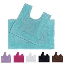 Image of Luxury Soft Cotton Bath Mat & Pedestal Mat 2 Piece Set in 9 Colours