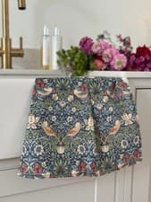 Image of William Morris Blue Strawberry Thief 100% Cotton Floral Tea Towel UK Made