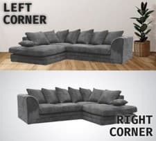 Image of Dylan Jumbo Cord Corner Sofa Settee Suite Swivel Footstool Grey Black Cream