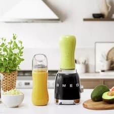 Image of Smeg 50’s Style Mini Blender Black, 300W, 2-Speed & Bottles-To-Go