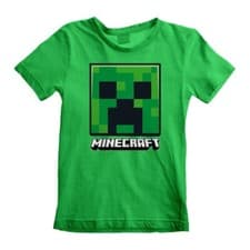 Image of Official Minecraft Creeper Face Kids T-Shirt Pixel Gamer Youth Fan Apparel Tee