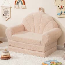 Image of 2-in-1 Fold out Toddler Couch Chair to Lounger Bed with Soft Fabric Cover