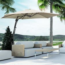 Image of 3m Cantilever Parasol Patio Umbrella with Crank Handle and Cross Base White